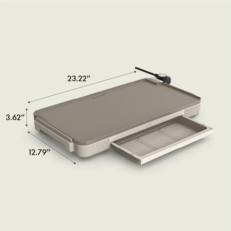 bella 12" x 22" Electric Griddle with Warming Tray, EverGood™