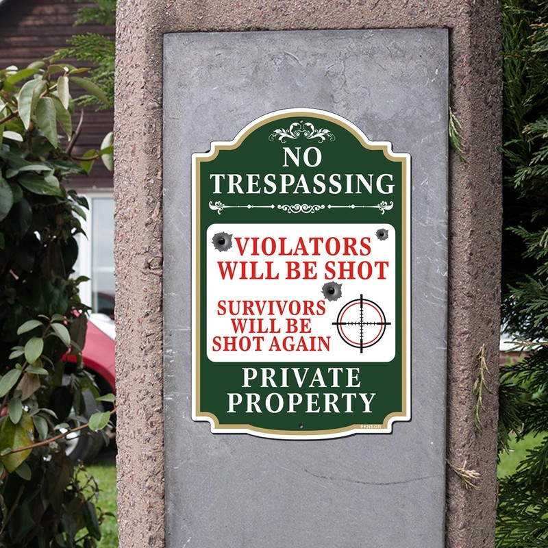 FKNSGR No Trespassing Violators Will Be Shot Sign 2 Pack,