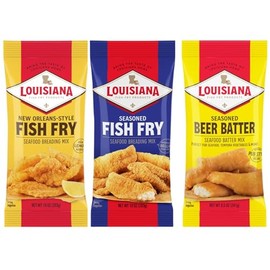 Louisiana Fish Fry, Breading Variety Gift Pack (Pack of 3) - Seasoned Fish Fry, New Orleans Style w/Lemon Fish Fry, Beer Batter Mix