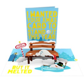 Unhinged 'Melted Snowman' Pop Up 3D Christmas Card for Him & Her Festive Xmas Card Funny Card Silly Humourous Joke Card Unique Surprise