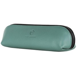 VON HEESEN® Genuine Leather Pencil Case Leather Pencil Case for Pens Pencil Case School Pencil Case Plain Pencil Case (Turquoise - Silver-Pine)