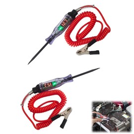 Lqucwepp 2 PCS Car Voltage Tester Pen with Alligator Clip & Prolong Spring Cable,3v-6v-12v-24v Dc Auto Circuit Tester,Universal Automotive Electrical Tools Car Fuse Tester for Car Truck SUV