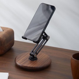Smartphone Stand Tablet Stand, Wooden, Adjustable Angle, Foldable, Movable, Anti-Slip, 360 Degree Rotation, Office, Living Room, Compact Size, Convenient to Carry, Heavy Feel (360° Freely Rotated)