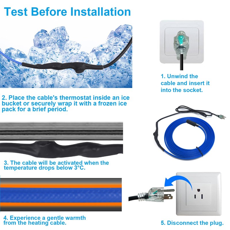 Self-Regulating Pipe Heating Cable for Pipe Frost Protection, Ci-Fotto 30FT