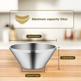 IMEEA 54 OZ Large Salad Bowls Set of 2 - SUS304 Stainless Steel Serving Bowls for Salad, Soup, Ramen, Mixed Fruit, Pasta, Oatmeal, Snacks