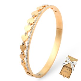 18K Gold Plated Stainless Steel Inspirational Bangle Bracelets Birthday Friendship Thank You Gift for Women Friend Mom Her Grandma Sister Teacher Coworker Christmas