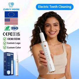 CURVY MOON Portable Ultrasonic Rechargeable Dental Scaler Home Use Tartar Calculus Cleaner Plaque Removalcolor: white
