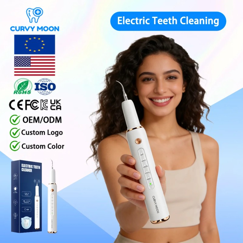 CURVY MOON Portable Ultrasonic Rechargeable Dental Scaler Home Use Tartar
