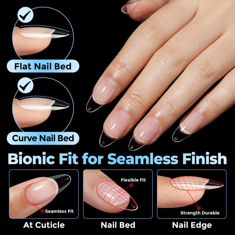 UNA GELLA Gel Nail Tips Almond Shape Medium Pre-etched 450PCS
