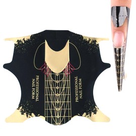 Nail Form Sticky Reusable Nail Forms 100 pcs, Sturdy Nail Extension Forms for Poly Gel Builder Gel, Self-adhesive Paper Nail Forms for Acrylic Nails Nail Model Stencils, Black