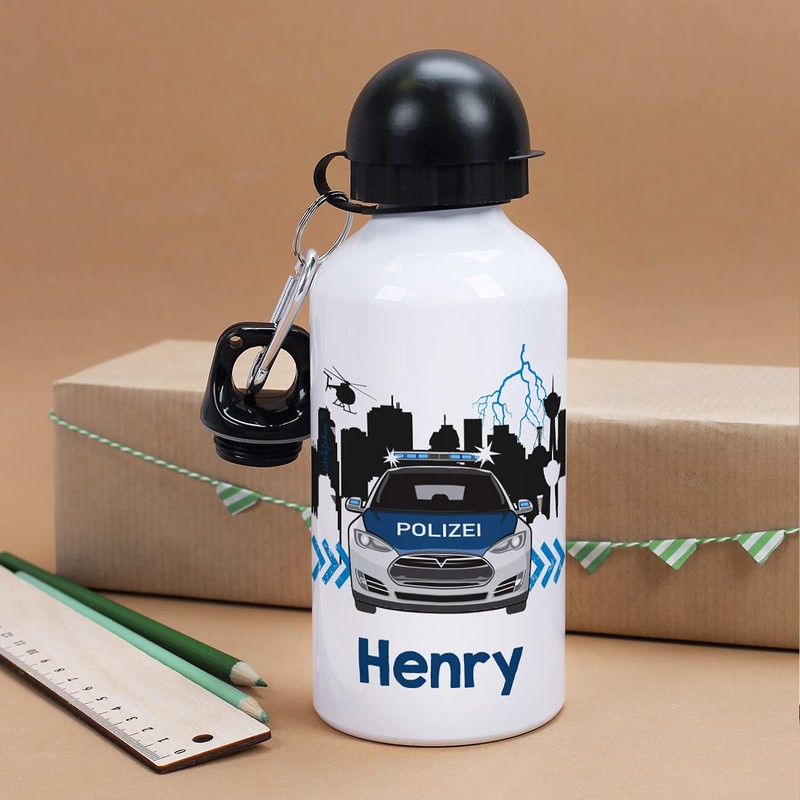 Striefchen® Drinking Bottle with Police Car and Name of Choice