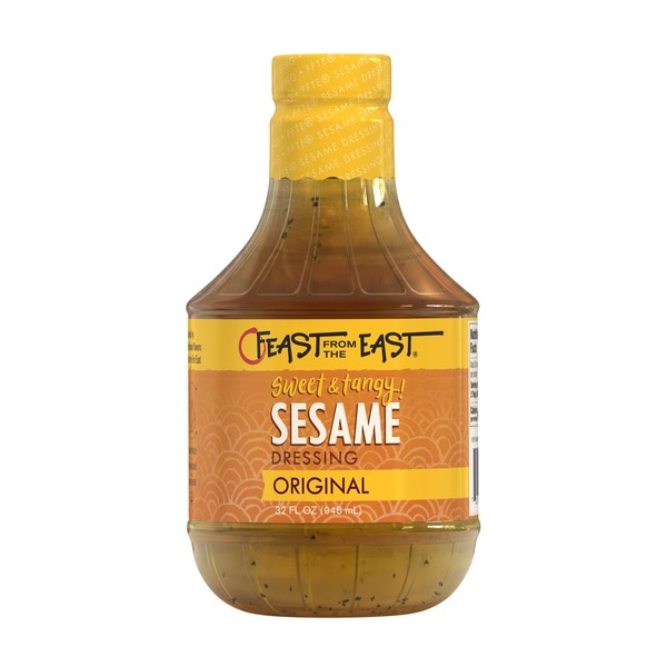 Feast From The East Original Sesame Dressing 32 Fl Oz - Sweet & Tangy - Gluten Free - Certified Kosher - All Natural No Presevatives - Asian Sesame Vinaigrette - Chinese Chicken Salad Dressing (Pack of 1)