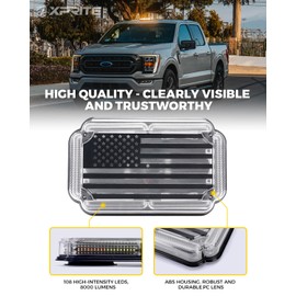Xprite 300% Bright 108 LED Roof Top Strobe Light, US Flag Pattern Emergency Safety Warning Mini LED Strobe Lightbar w/Magnetic Base for 12-24V Construction Vehicles, Trucks, Snowplows, Amber White