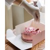 qiqee 10x10x5 Cake Box, 4 Sets Pink Cake Box with
