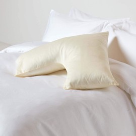 Homescapes Organic Cotton V Shaped Pillowcase Cream 400 Thread Count Percale Hypoallergenic Bedding for Orthopaedic/Pregnancy/Nursing Pillows