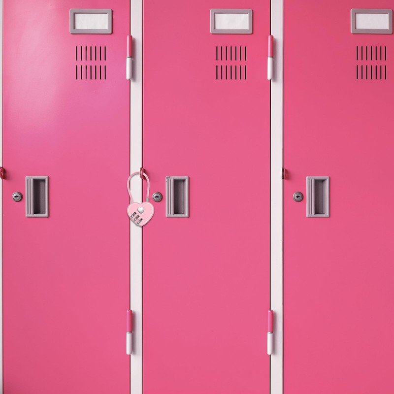 3Pcs 3 Digit Combination Lock for Locker, Pink Heart Lock