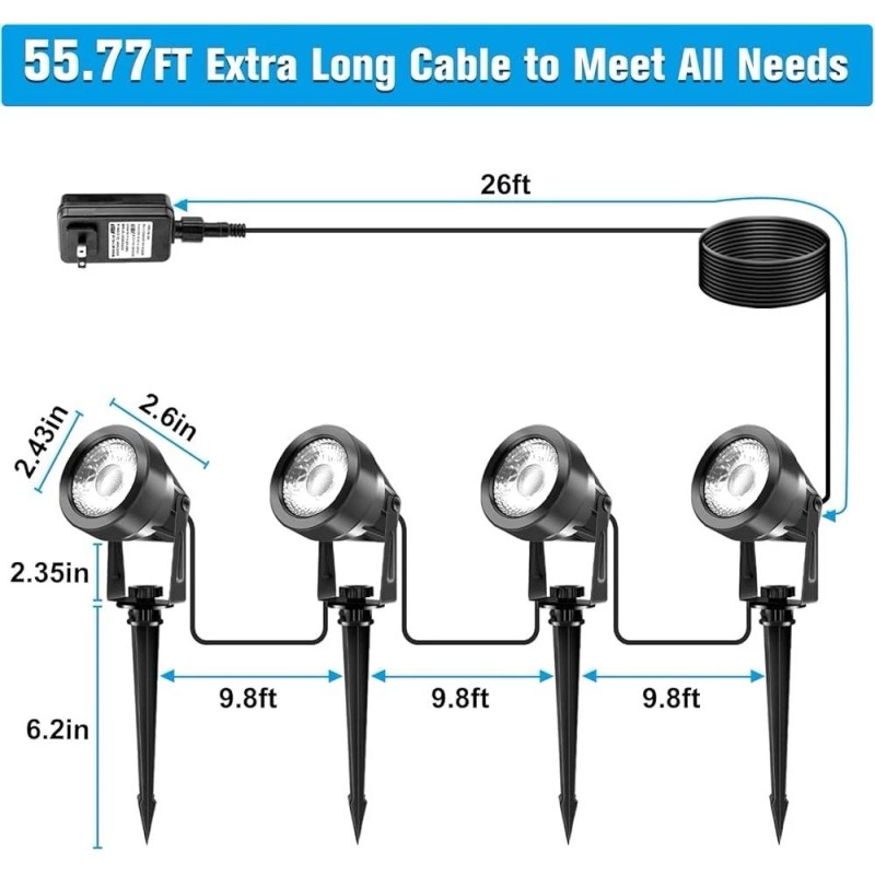 VOLISUN 4-8 Packs Waterproof LED Pond Light Underwater & Ground
