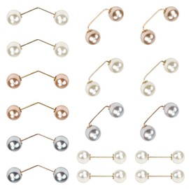 DTYGUIXE Pack of 16 Pearl Brooch Women's Collar Clip Brooches Clips Faux Pearl Brooch Cardigan Clip Scarf Clip Neck Brooch Double Headed Pearl Brooch for Scarf, Sweater, Hat, Dress, Costume