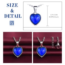 Yumilok Women's Necklace Stainless Steel with Heart Pendant Thermal Mood Colour Changing for Men and Women, Stainless Steel