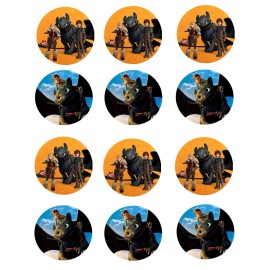 Sweets Party Treats set of 12 how to train your dragon, edible paper, cupcake cookie toppers party