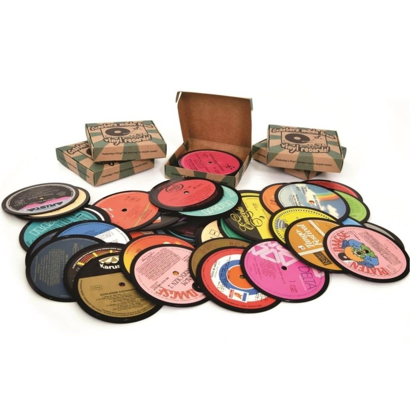 Vinyl Coasters Set of 10 Real Vinyl Records in Random