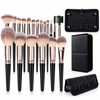 Set de Brochas para Maquillaje 20 Piezas con Estuche(Oro negro)