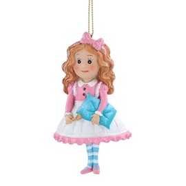 Gisela Graham Fairy Tale Collection - Goldilocks Resin Hanging Ornament, Gold, Pink, Traditional, Indoor, Birthday