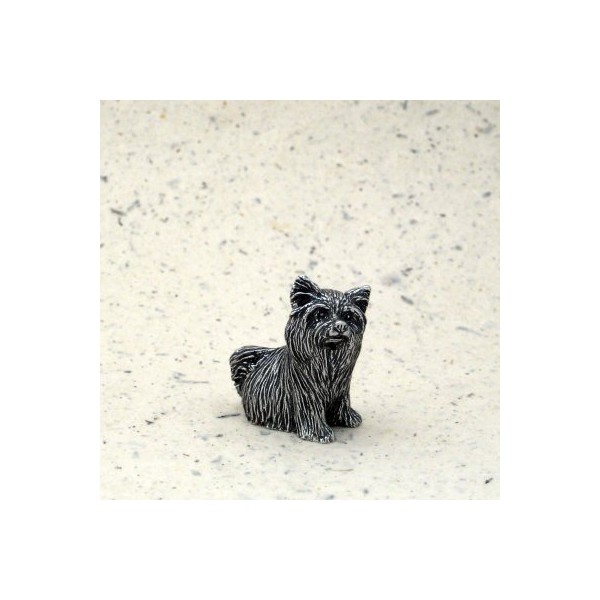 DANFORTH - Yorkshire Terrier Sitting Dog- Pewter Figurine - 1 1/4 Inches - Handcrafted - Made in USA