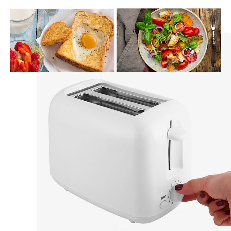 650W Toaster with Double Wide Slots 6 Gears White Bread