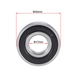 sourcing map 6203-2RS Deep Groove Ball Bearings 17 mm x 40 mm x 12 mm Double Sealed Chrome Steel P5 (ABEC5) Pack of 2