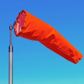 Manguito de viento de aeropuerto de 18 x 96 pulgadas, resistente, impermeable, resistente a la decoloración UV, alta visibilidad fluorescente, costuras cuádruples, bridas incluidas, para uso