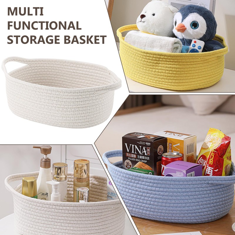 Storage Basket, Gift Basket, Empty Cotton Rope with Handles, Braided