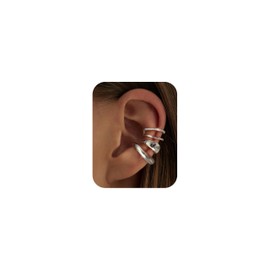CASSIECA 3Pcs Chunky/Thin Ear Cuffs Non Piercing for Women - Dainty Silver Cuff Earring Trendy Cubic Zirconia Ear Cuff for Women Cartilage Jewelry Gift