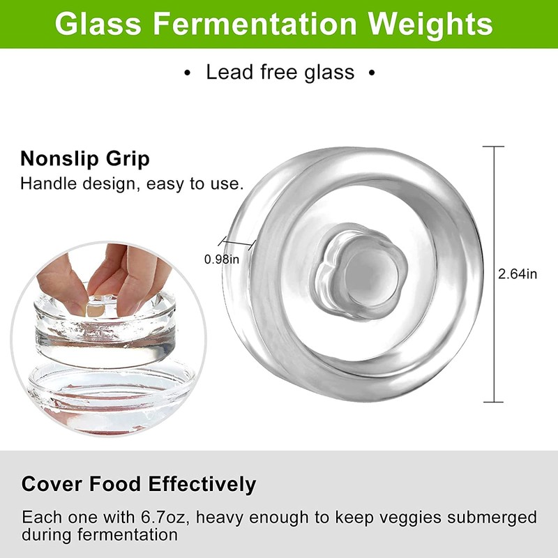 Samshow Fermentation Kit-4 Glass Fermentation Weights,4 Fermenting Lids,4 airlocks,4 Silicone