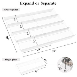 Mulush Adjustable Expandable Acrylic Spice Rack Tray - 64 Jars Spice Drawer Organizer for Kitchen Cabinets, Clear