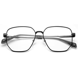 Dollger Women Retro Hexagonal Blue Light Glasses Metal Fashion Men computer Anti blue light（Matte black）
