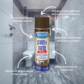 Sprayway Granite & Marble Cleaner Aerosol Spray 19oz, Pack of 12 | Foaming Action, Removes Grease, Oil, Fingerprints | Ideal for Sealed Natural Stone Surfaces, Countertops, Tabletops, Tile
