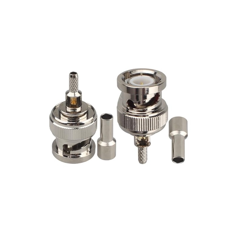 10PCS BNC Male Crimp Solder Attachment Connector 50 Ohm Impedance