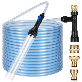 DXOPHIEX Gravel Vacuum for Aquarium Fish Tank Siphon Aquarium Water Changer with Three Metal Faucet Adapter and Long Hose 50 Feet