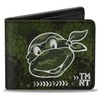 Buckle-Down Men's Wallet Classic Turtle Face Close-up Outline/TMNT Turtle Shel