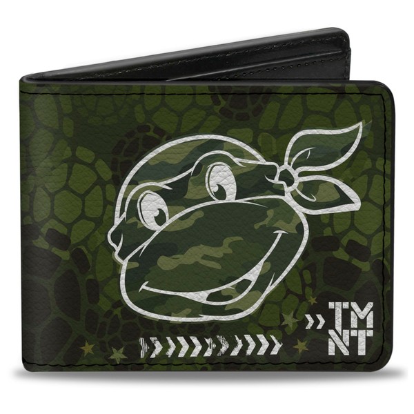 Buckle-Down Men's Wallet Classic Turtle Face Close-up Outline/TMNT Turtle Shel