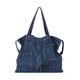LHHMZ Denim Hobo Bags for Women Retro Jeans Shoulder Bag Casual Jeans Tote Handbags Denim Leisure Bags for Teenage Girls, Deep blue