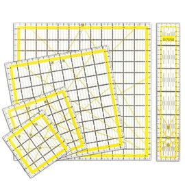 Lyaciomn Craft Precision with 5 Acrylic Quilting Rulers - Square Templates Offering Clear Markings for Easy Fabric Cutting
