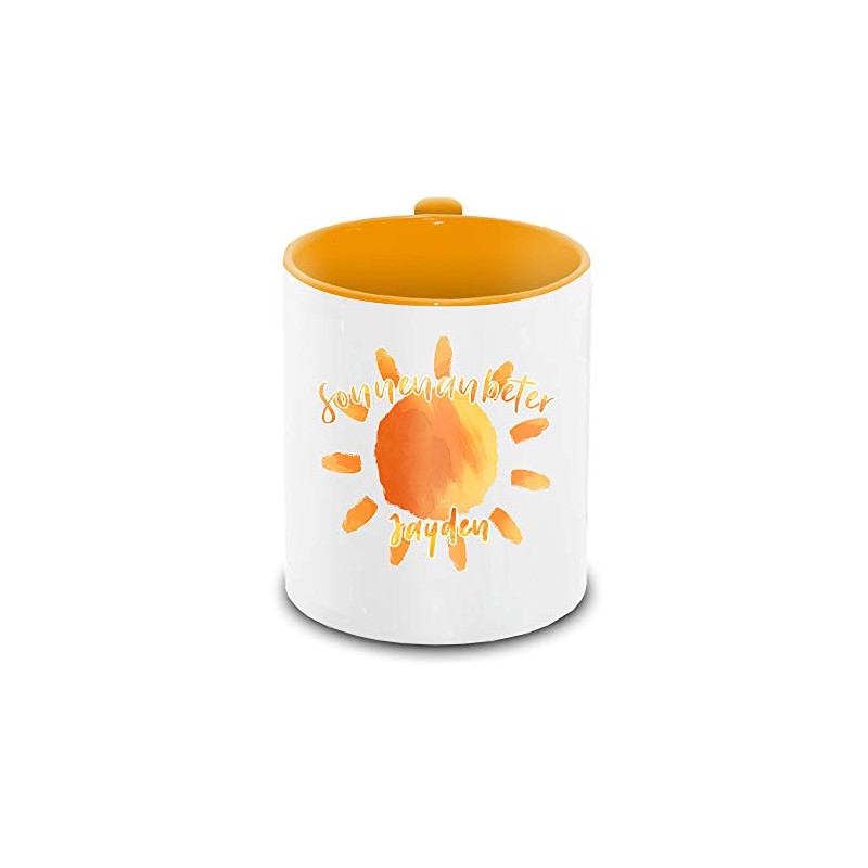 Tasse mit Namen Jayden und Sonnenanbeter-Motiv | Keramik-Tasse