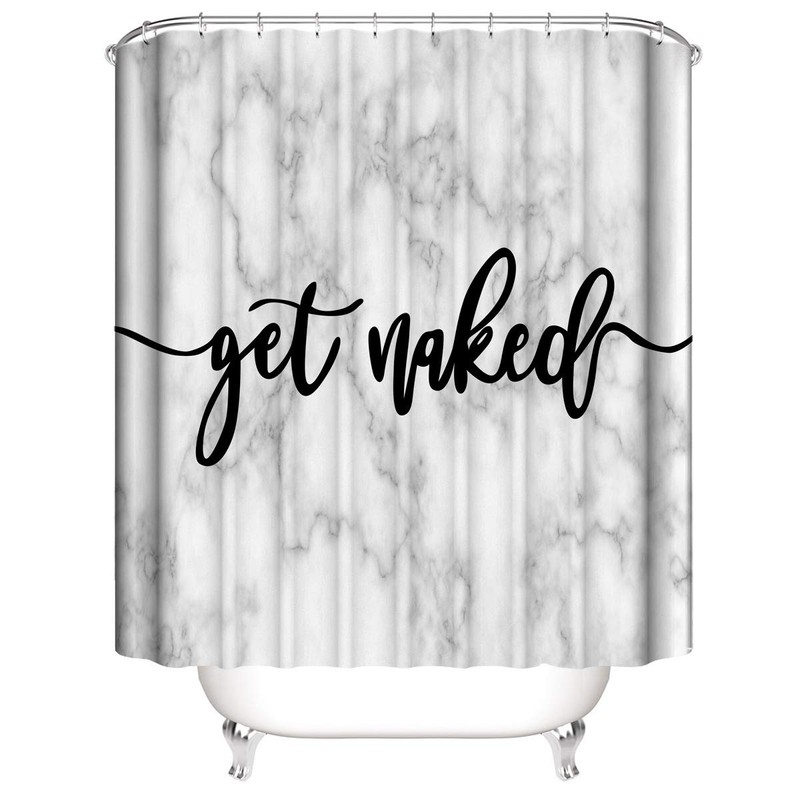 Zengmei 70x70 inches Get Naked Shower Curtain Set Funny Quote