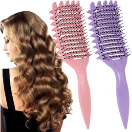 Cepillo Para Cabello Rizado 2 Piezas, Peine Desenredante Antitirones, Cepillo Definidor de Rizos para Cabello Húmedo, Seco, Grueso o Delgado, Peinado 