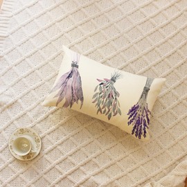 Ogiselestyle Watercolor Lavender Throw Pillow Cover, 12 x 20 Inch Spring Summer Purple Flower Cushion Case for Sofa Couch