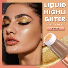 Ofanyia Highlighter Wand, Liquid Glitter Face Highlighter Stick with Cushion Applicator, Cruelty-free Silky Smooth Lightweight Blendable Shimmer Highlighter Beauty Wand for Face Cheekbone Glow