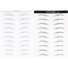Cabilock 2 Hojas Pegatina para Cejas Artificial 2 Láminas Negro Fibra Film Resistente al Agua, Forma Única, Fácil de Usar, Cejas Escasas