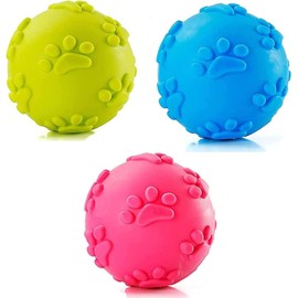ZHXMALL Pack of 3 Dog Toy Ball, Squeaky Ball, Dog Chew Toy Balls, Rubber Balls, Floating Dog Ball (Blue, Pink, Green)